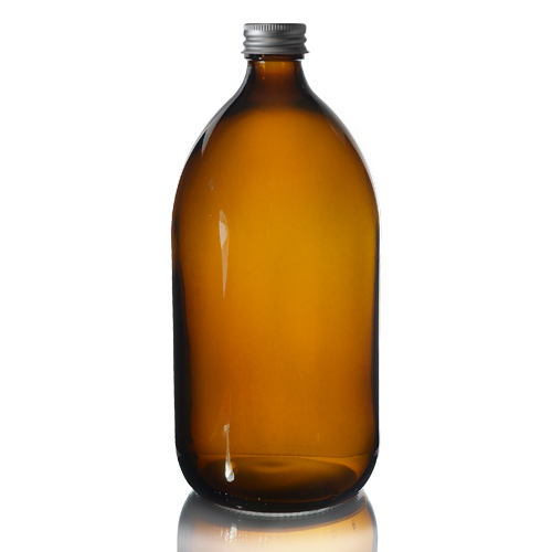 1000ml Amber Glass Sirop Bottle w Aluminium Cap