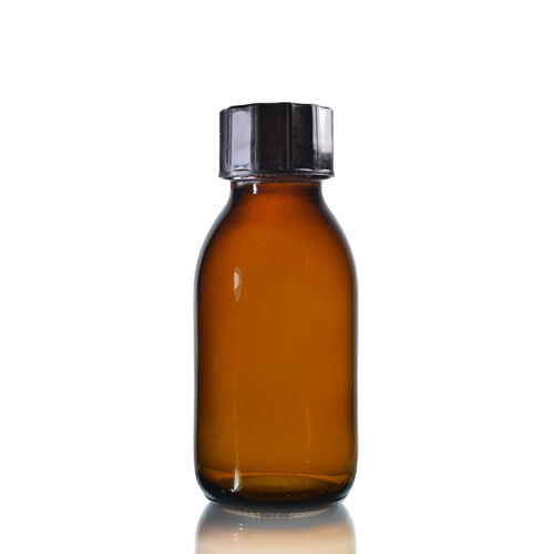 100ml Amber Glass Sirop Bottle with black cap