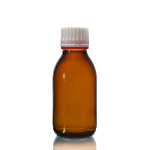 100ml Amber Glass Sirop Bottle with red band