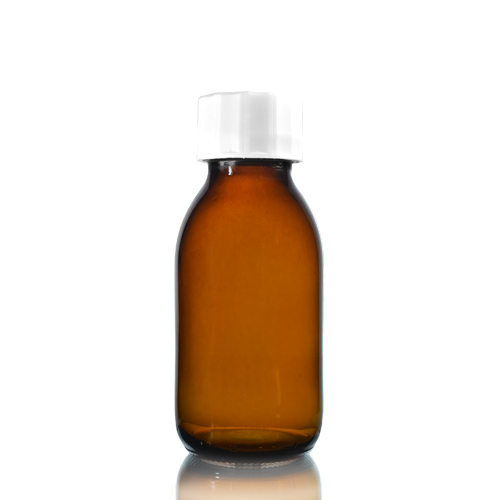 100ml Amber Glass Sirop Bottle with white cap