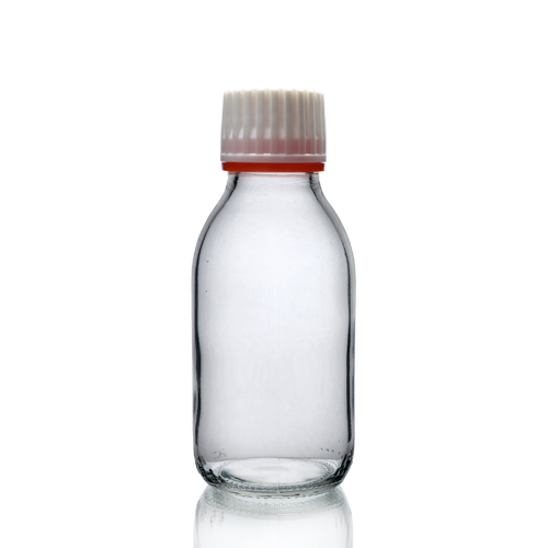 100ml Clear Glass Sirop Bottle w red band