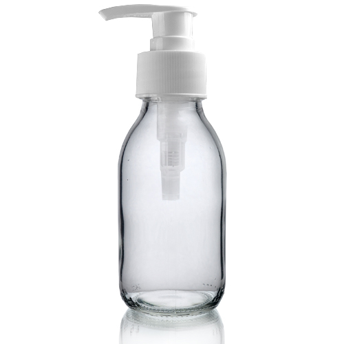 100ml Clear Glass Sirop Bottle with white pump