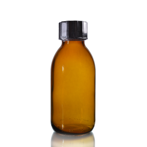 125ml Amber Glass Sirop Bottle with black cap