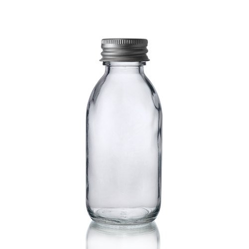 125ml Clear Glass Sirop Bottle w Aluminium Cap