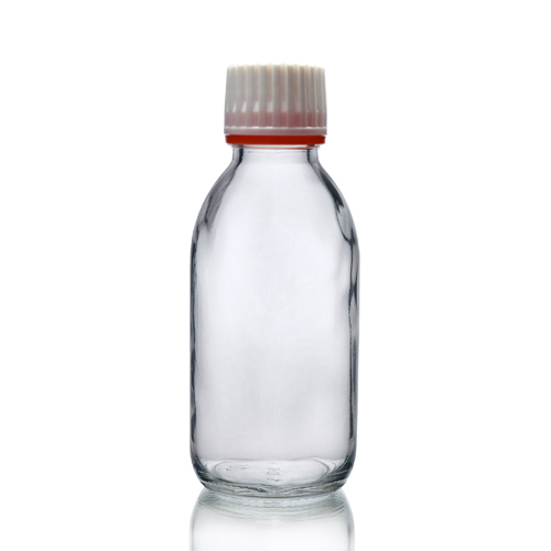 125ml Clear Glass Sirop Bottle with red band
