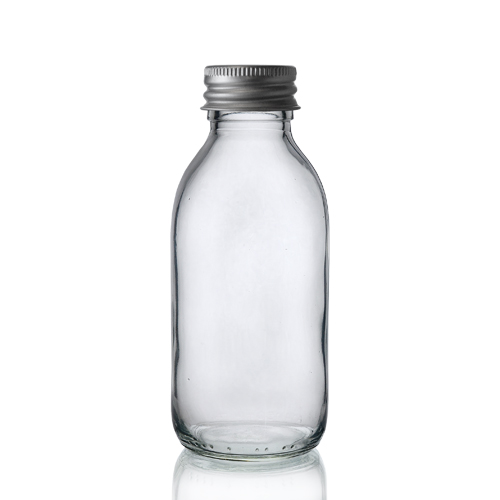 150ml Clear Glass Sirop Bottle w Aluminium Cap