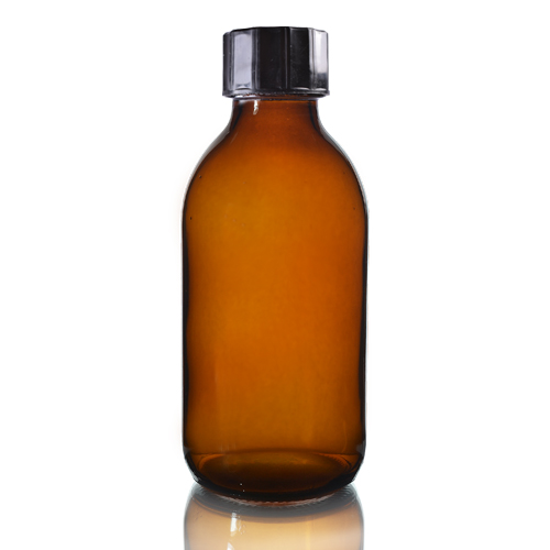 200ml Amber Glass Sirop Bottle with black cap