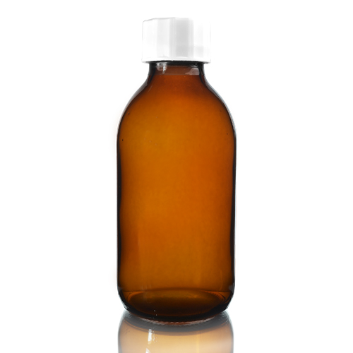 200ml Amber Glass Sirop Bottle with white cap