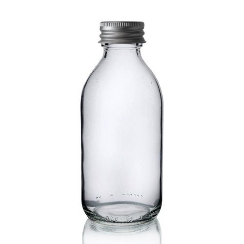 200ml Clear Glass Sirop Bottle w Aluminium Cap