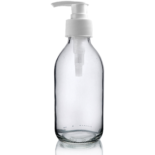 200ml Clear Glass Sirop Bottle w white pump