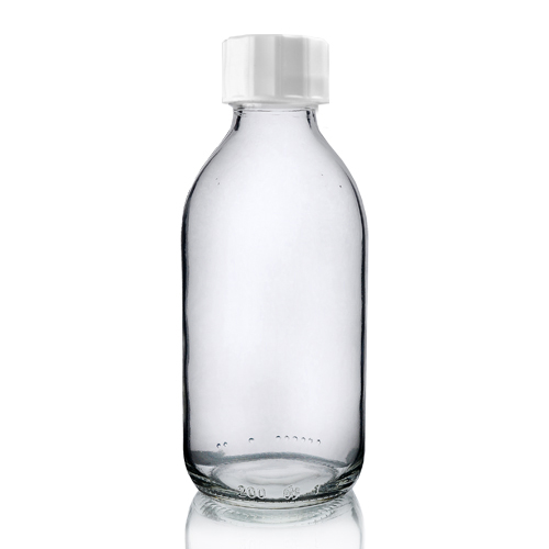200ml Clear Glass Sirop Bottle with red band