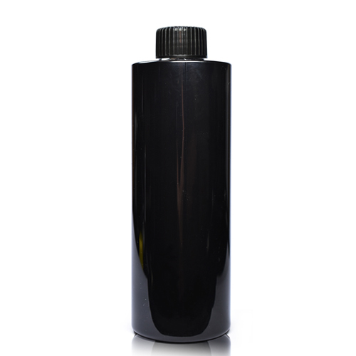 250ml Black glossy bottle with black screw cap