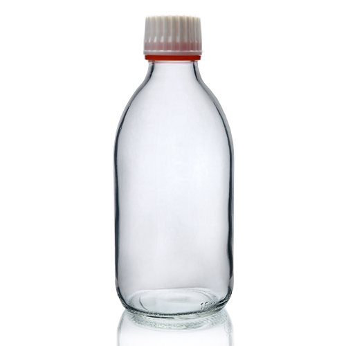 250ml Clear Glass Sirop Bottle with red band