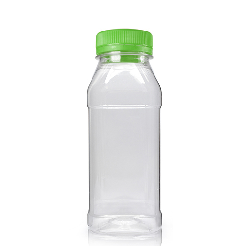 250ml Square Plastic Juice Bottle With Green Cap