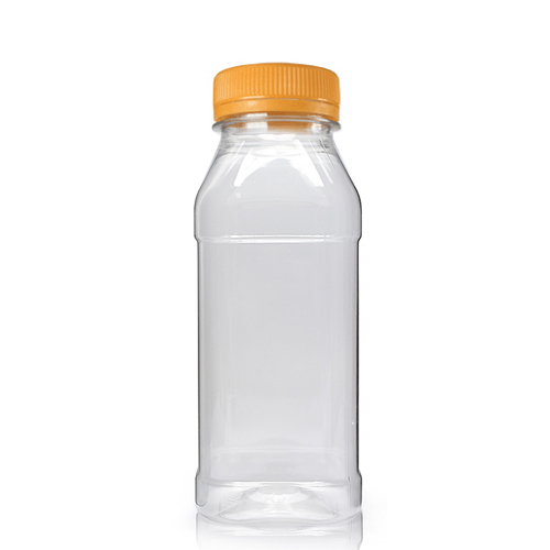 250ml Square Plastic Juice Bottle With Orange Cap