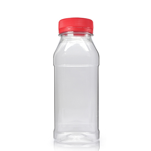 250ml Square Plastic Juice Bottle With Red Cap