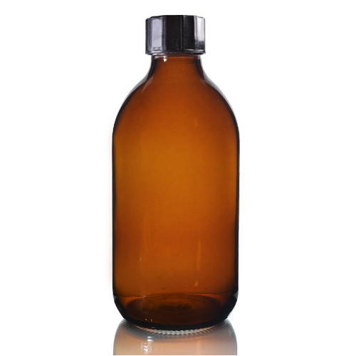 300ml Amber Glass Sirop Bottle with black cap