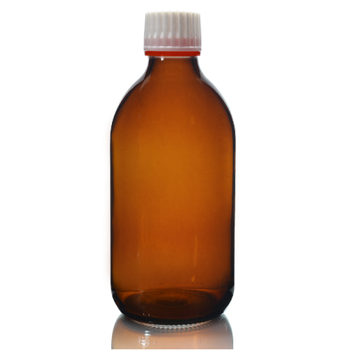 300ml Amber Glass Sirop Bottle with red band