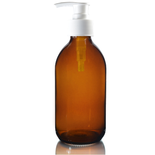 300ml Amber Glass Sirop Bottle with white pump