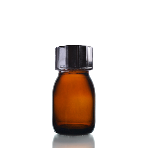 30ml Amber Glass Sirop Bottle with black cap
