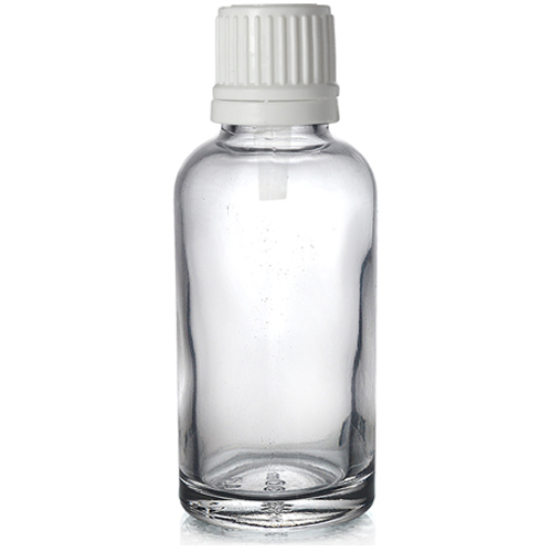30ml Clear Dropper Bottle w white dropper