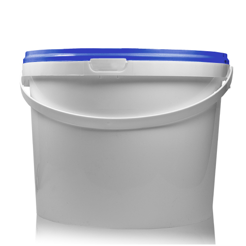 5 Litre White Plastic Bucket With Handle And T/E Blue Lid