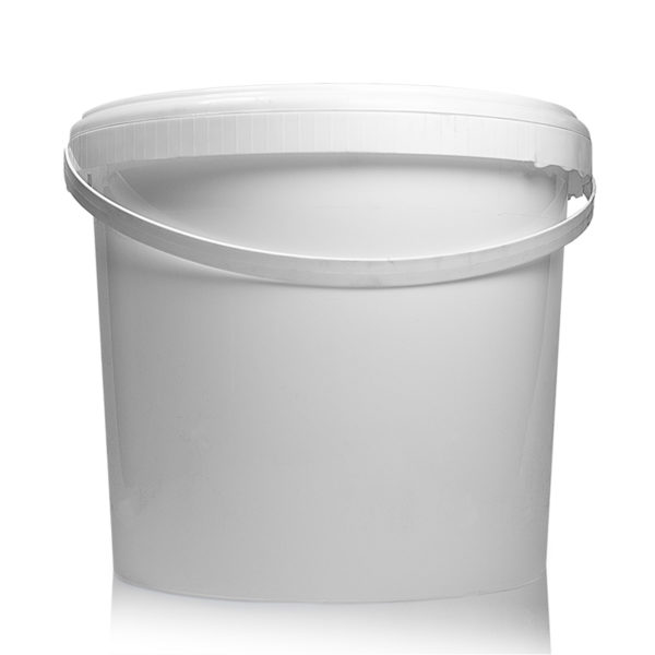 5 Litre White Plastic Bucket With Handle and White Lid