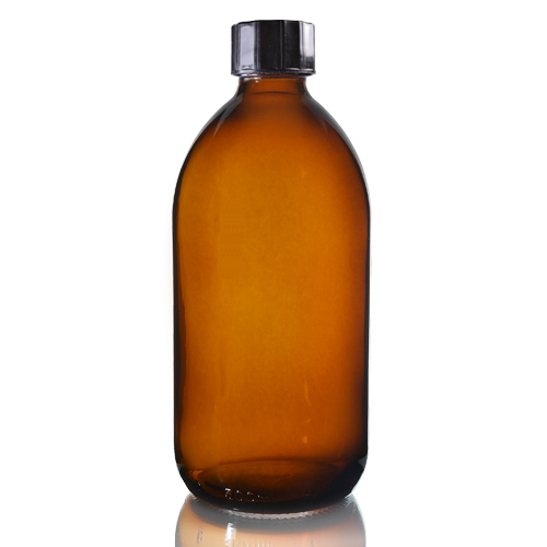 500ml Amber Glass Sirop Bottle w black cap
