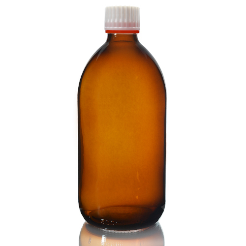 500ml Amber Glass Sirop Bottle w red band