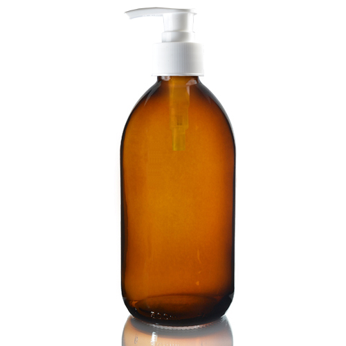 500ml Amber Glass Sirop Bottle with white pump