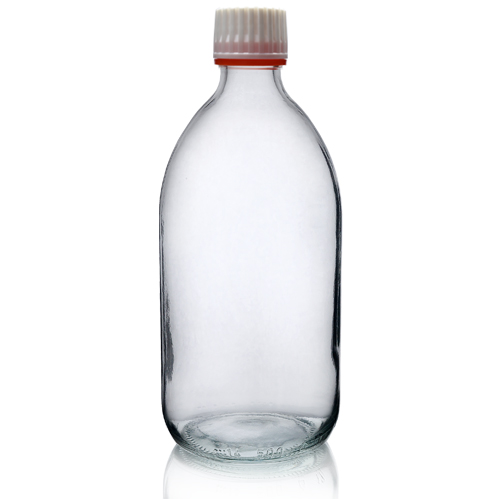 500ml Clear Glass Sirop Bottle w red band