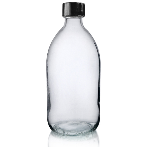 500ml Clear Glass Sirop Bottle with black cap