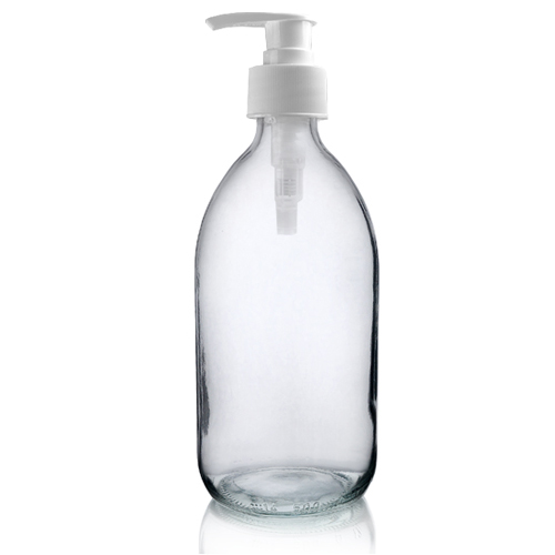 500ml Clear Glass Sirop Bottle with white pump