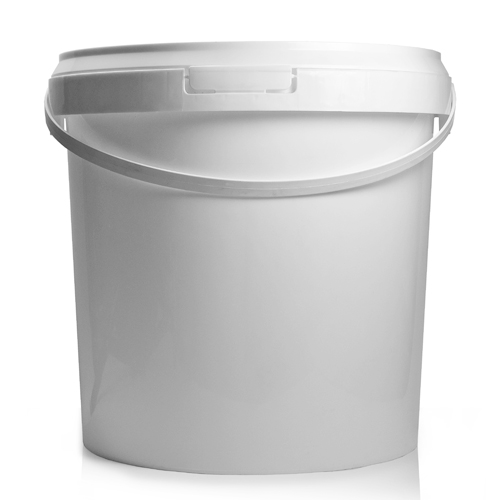 10 Litre White Plastic Bucket, Plastic Handle And Lid