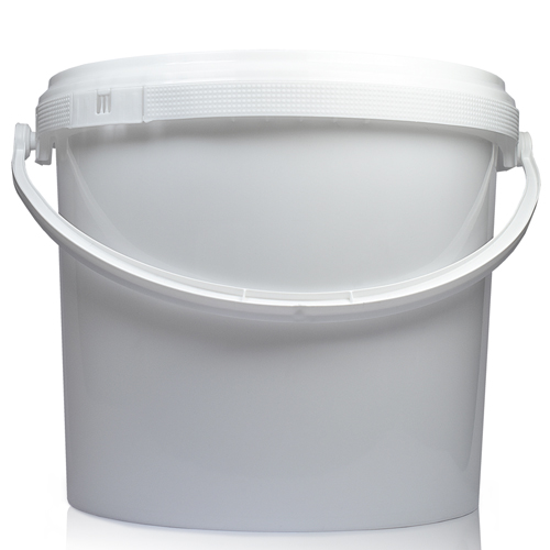 5 Litre White Plastic Bucket & White Lid